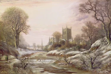 Worcester desde el suroeste en la nieve, c.1875
